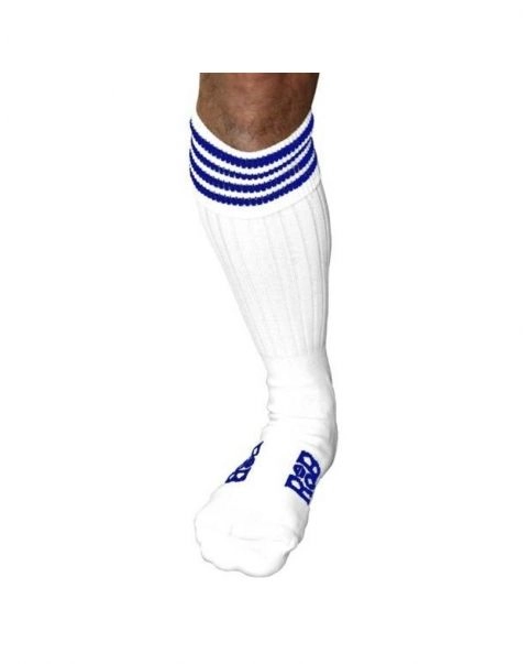 RoB Accessoires Chaussettes Sneaker, Blanches, Bandes Bleues 3 RoB Accessoires Chaussettes Sneaker, Blanches, Bandes Bleues