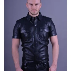 Mr. Riegillio Chemise En Cuir Manches Courtes - Mr Riegillio