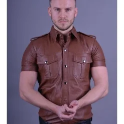 Mr. Riegillio Chemise En Cuir Manches Courtes - Mr Riegillio