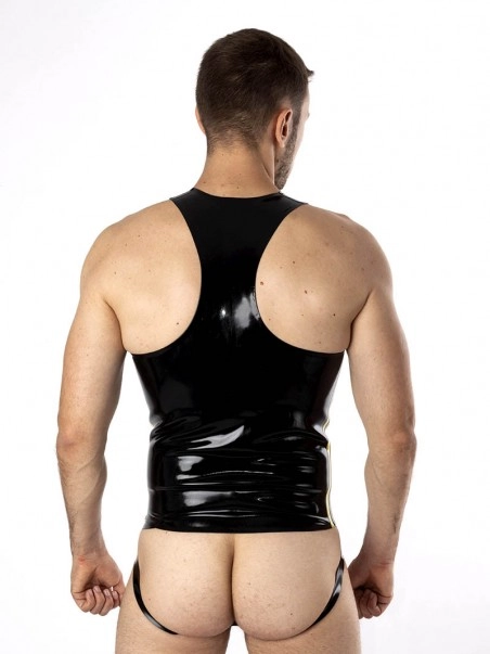 RoB Latex Et Néoprène Débardeur Zip Bandes Jaunes Latex 6 RoB Latex Et Néoprène Débardeur Zip Bandes Jaunes Latex – Image 4