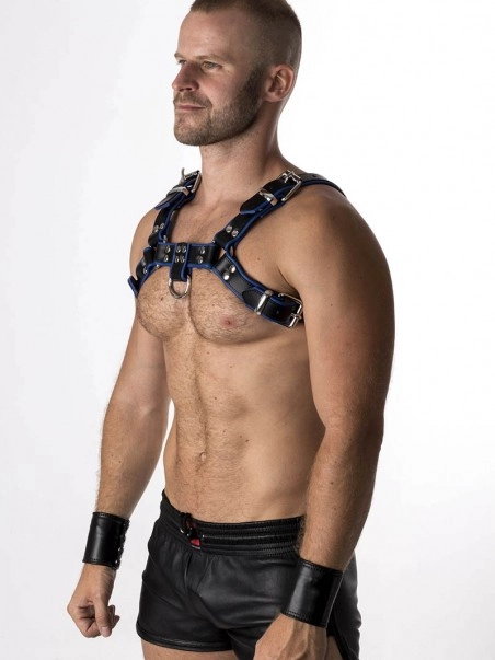 RoB Accessoires Harnais En Cuir Souple Pitbull Bords Bleus 5 RoB Accessoires Harnais En Cuir Souple Pitbull Bords Bleus – Image 3