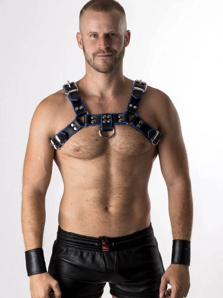 RoB Accessoires Harnais En Cuir Souple Pitbull Bords Bleus 3 RoB Accessoires Harnais En Cuir Souple Pitbull Bords Bleus