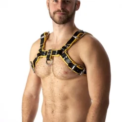 RoB Accessoires Harnais En Cuir Souple Pitbull Bords Jaunes -Vestiaire Fetish Soldes 2023 harnais en cuir souple pitbull bords jaunes 3