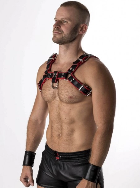 RoB Accessoires Harnais En Cuir Souple Pitbull Bords Rouges 4 RoB Accessoires Harnais En Cuir Souple Pitbull Bords Rouges – Image 2