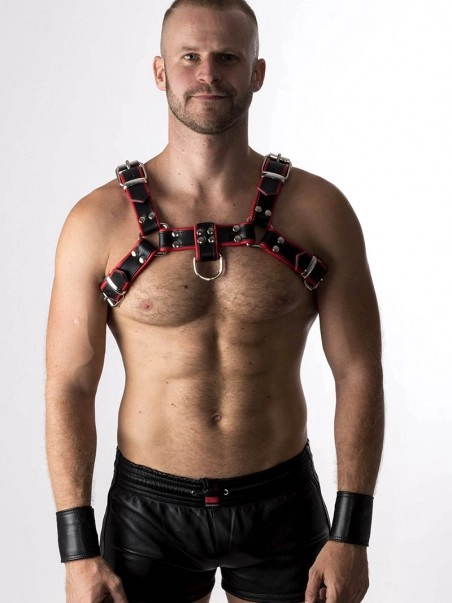 RoB Accessoires Harnais En Cuir Souple Pitbull Bords Rouges 3 RoB Accessoires Harnais En Cuir Souple Pitbull Bords Rouges