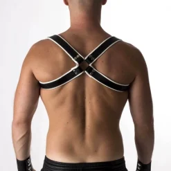RoB Accessoires Harnais Epaules Bords Blancs En Cuir Souple -Vestiaire Fetish Soldes 2023 harnais epaules bords blancs en cuir souple 2