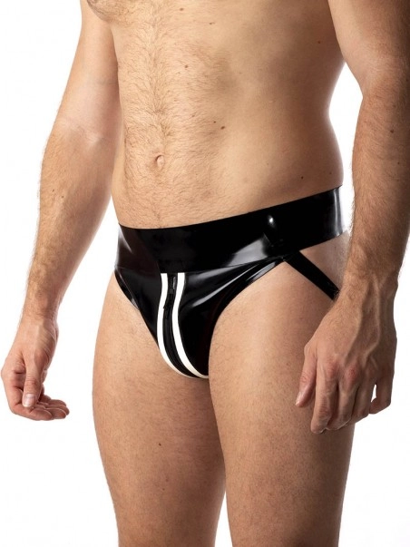 RoB Latex Et Néoprène Jockstrap Zip Blanc/noir Latex 4 RoB Latex Et Néoprène Jockstrap Zip Blanc/noir Latex – Image 2