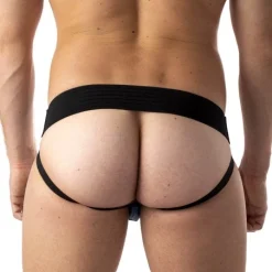 Rob Jockstrap Zippé Bandes Bleues Cuir -Vestiaire Fetish Soldes 2023 jockstrap zippe bandes bleues cuir 2
