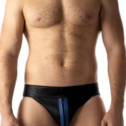 Rob Jockstrap Zippé Bandes Bleues Cuir -Vestiaire Fetish Soldes 2023 jockstrap zippe bandes bleues cuir 3