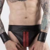 Rob Jockstrap Zippé Bandes Rouges Cuir -Vestiaire Fetish Soldes 2023 jockstrap zippe bandes rouges cuir
