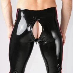 RoB Latex Et Néoprène Legging Fullzip Bandes Rouges -Vestiaire Fetish Soldes 2023 legging fullzip bandes rouges 4