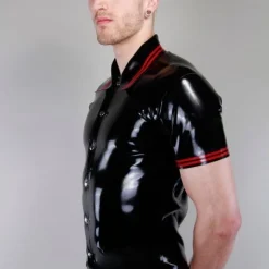 Polo En Latex à Bandes Rouges - Latex 101 -Vestiaire Fetish Soldes 2023 polo en latex a bandes rouges latex 101 2