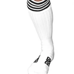 RoB Accessoires Chaussettes Sneaker, Blanches, Bandes Noires