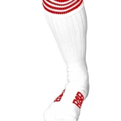 RoB Accessoires Chaussettes Sneaker, Blanches, Bandes Rouges